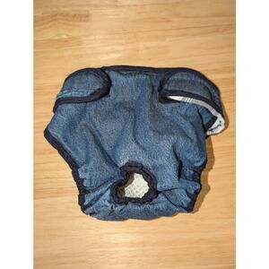 Cute Blue Jean & Plaid 100% Cotton Dog Diaper w/ Waterproof Liner Size M